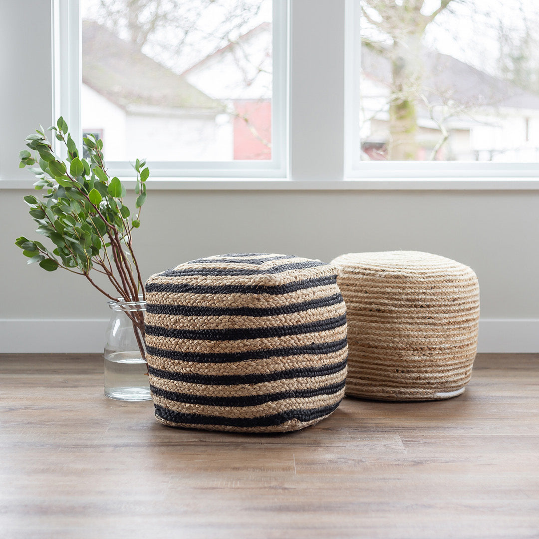 Bohemian Jute Pouf
