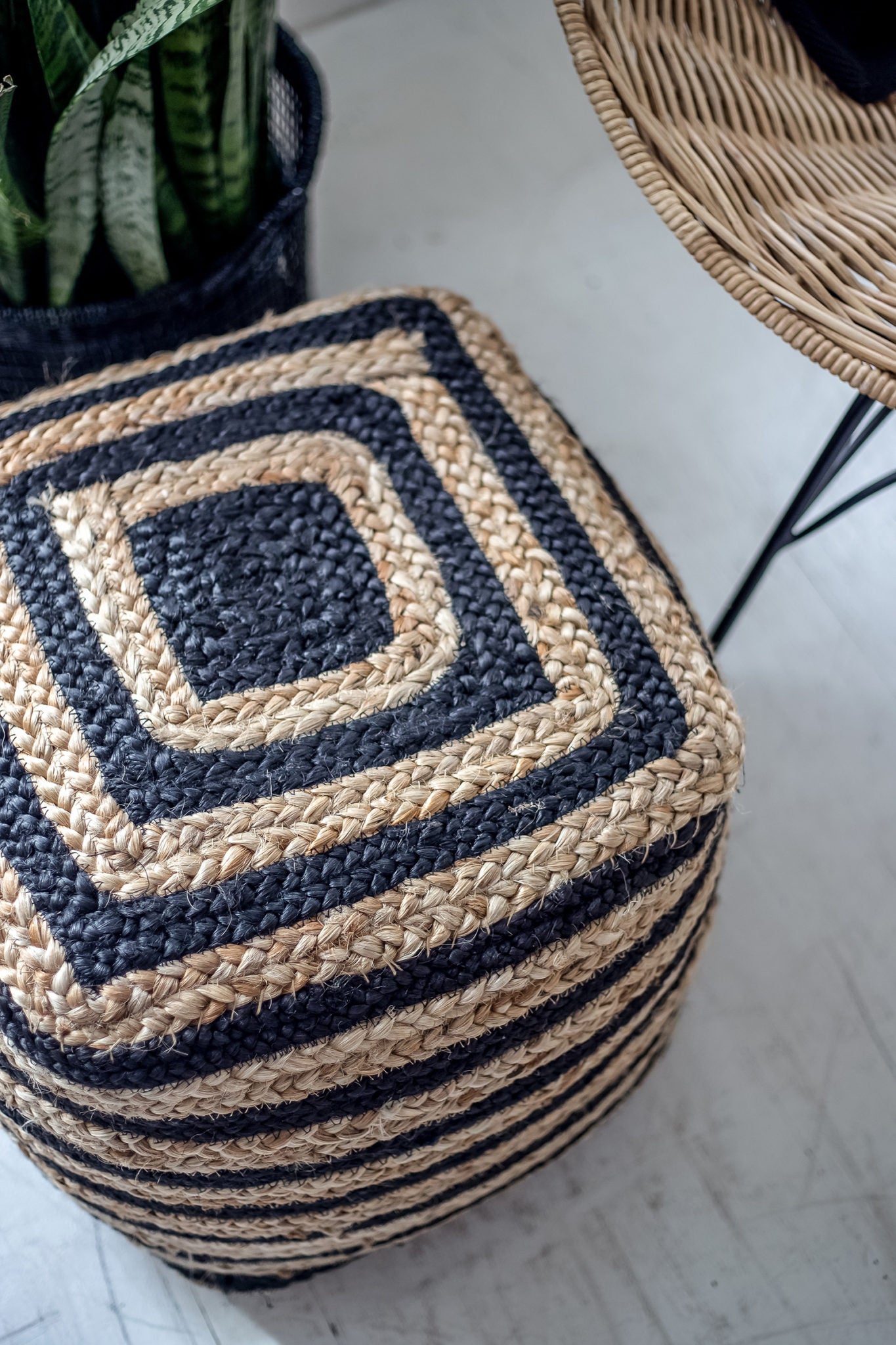 Bohemian Jute Pouf
