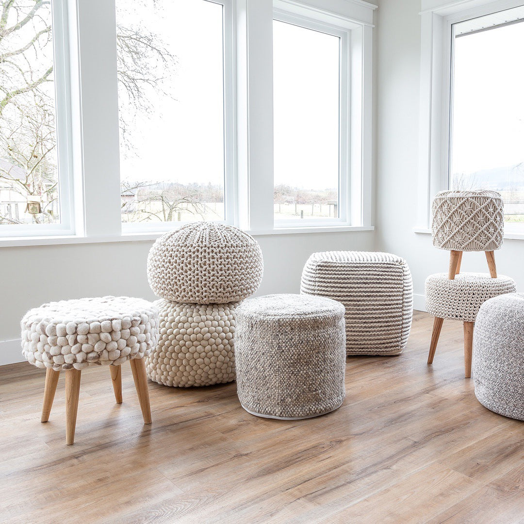 Bohemian Pebble Pouf - Cream