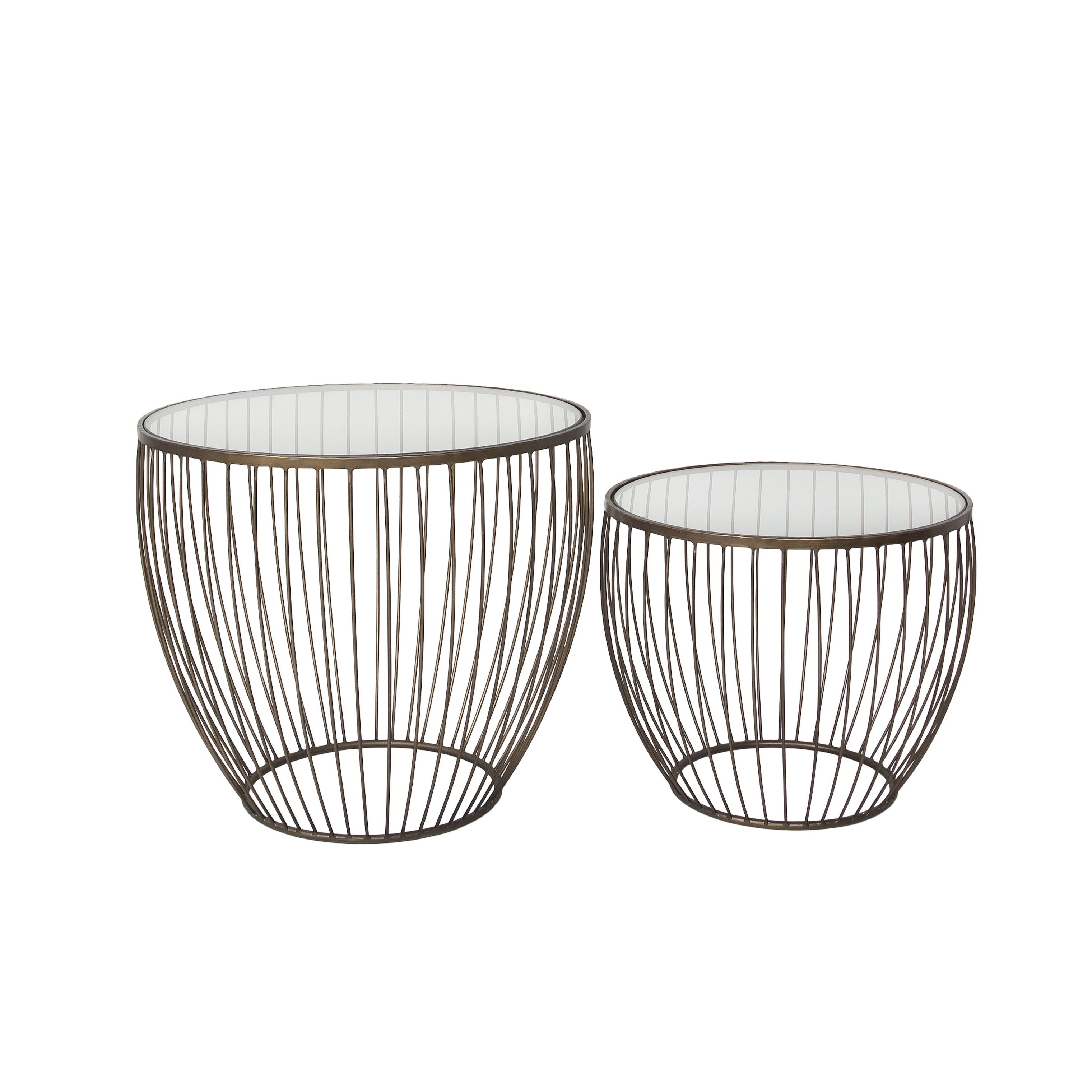 Cyclone Glass Accent Tables (Set of 2) - Gold