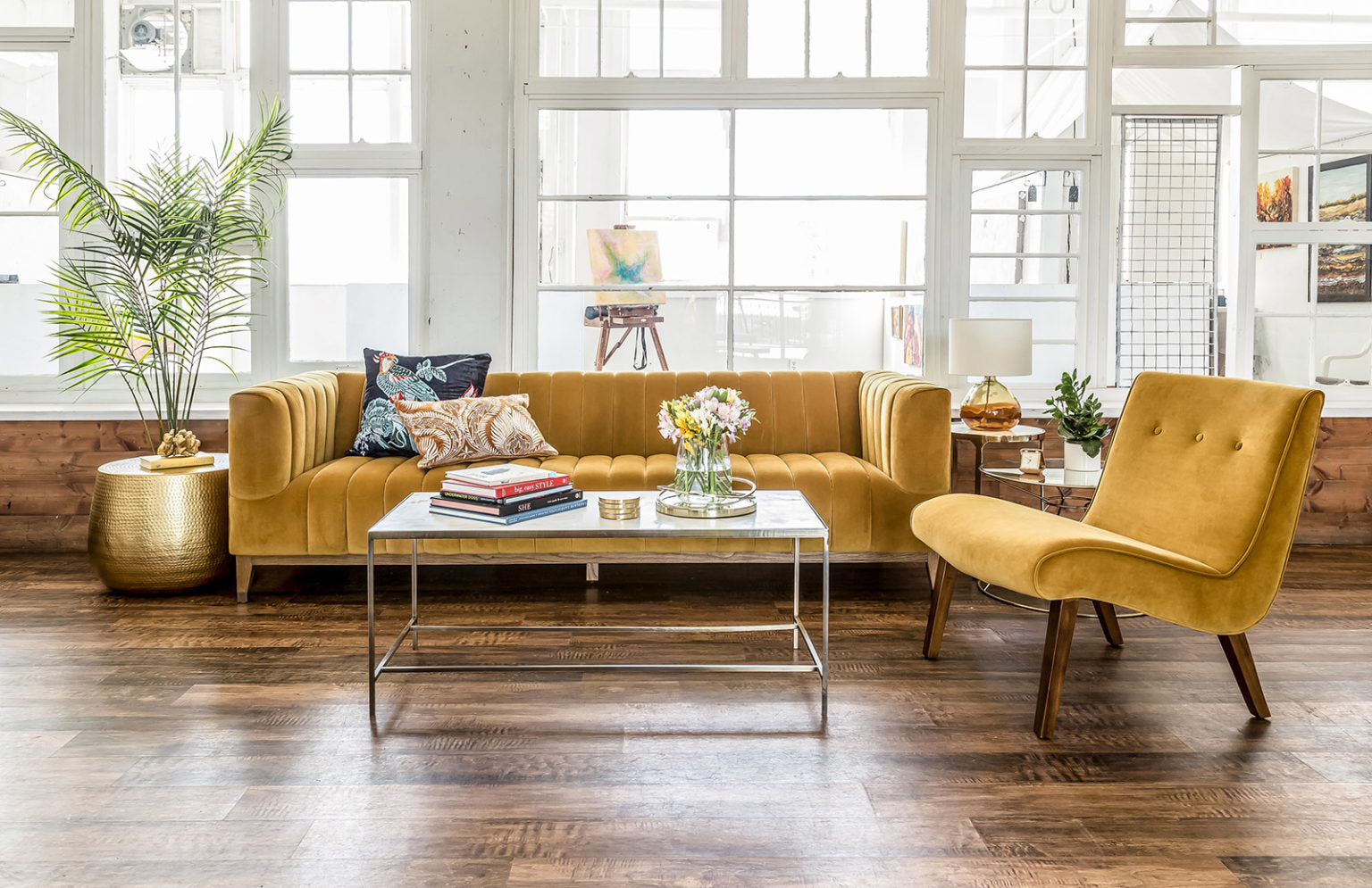 Elliot Condo Size Sofa - Mustard