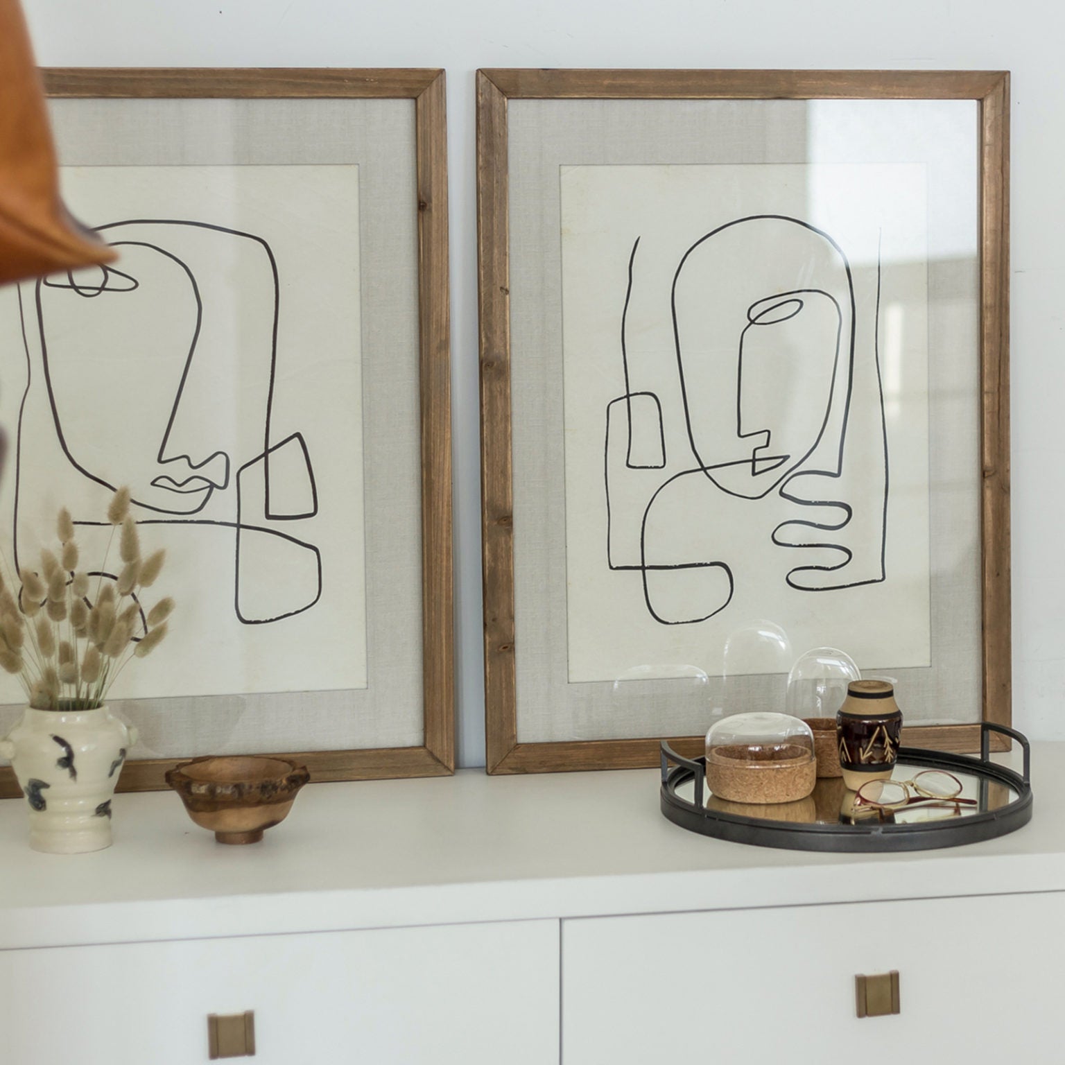 Glass With Wood Frame Homme Wall Decor