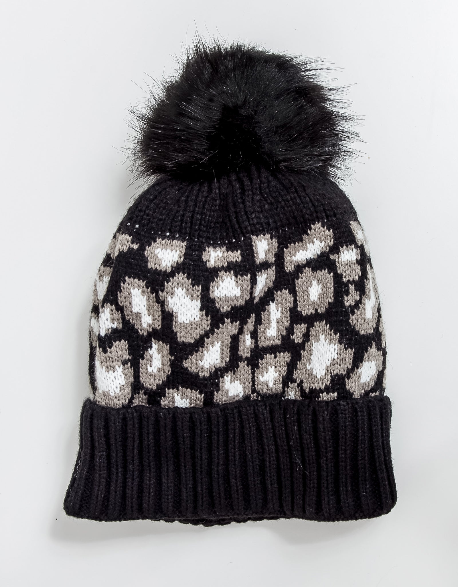 Nala Faux Fur Pom Pom Hat - Black