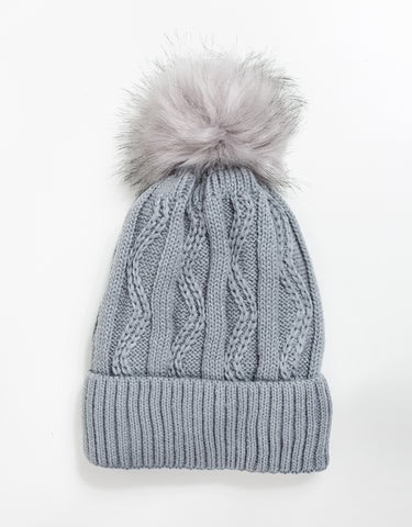 Nala Faux Fur Pom Pom Hat - White