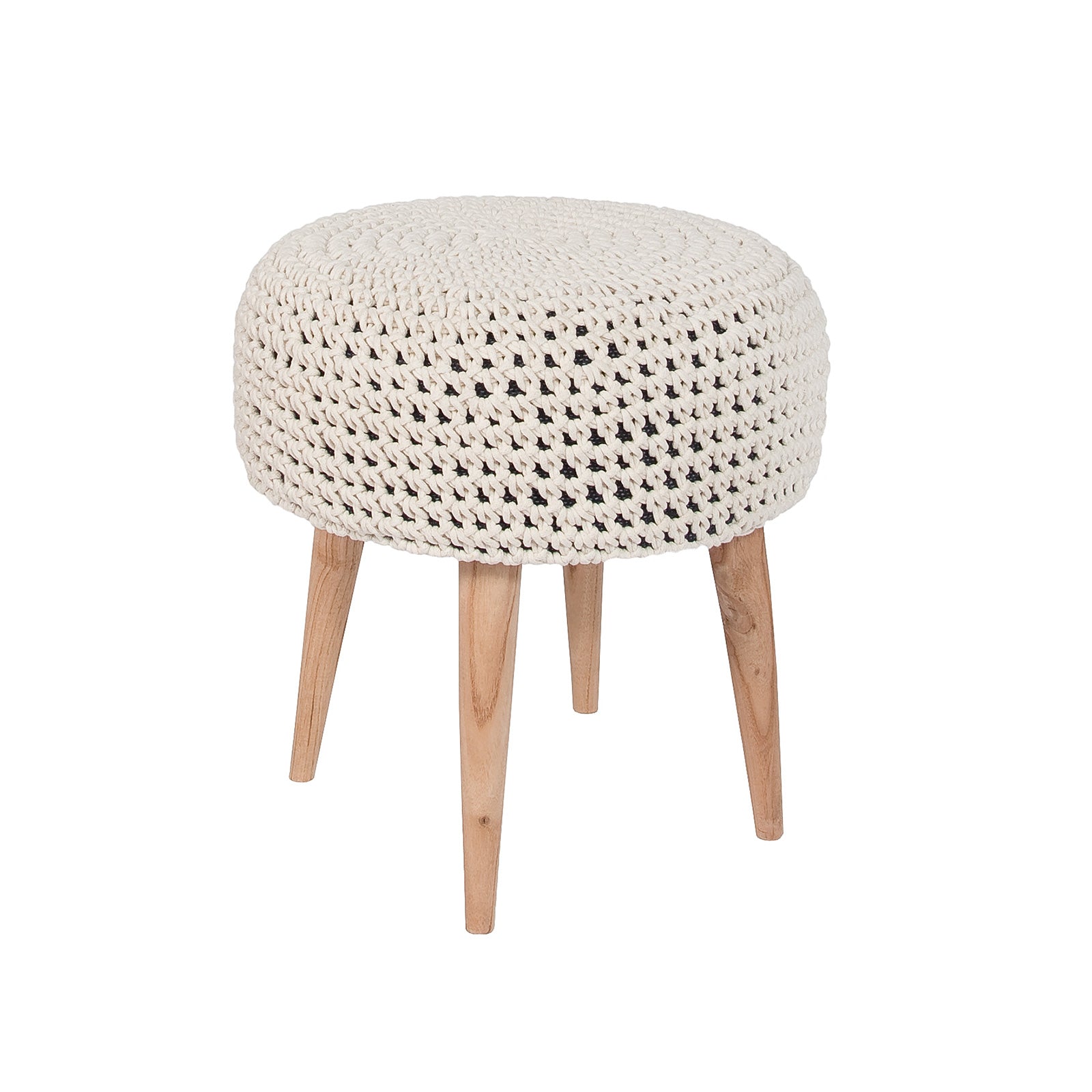Bohemian Macrame Stool - Cream