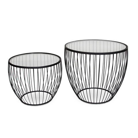 Cyclone Glass Side Tables (Set of 2) - Matte Black