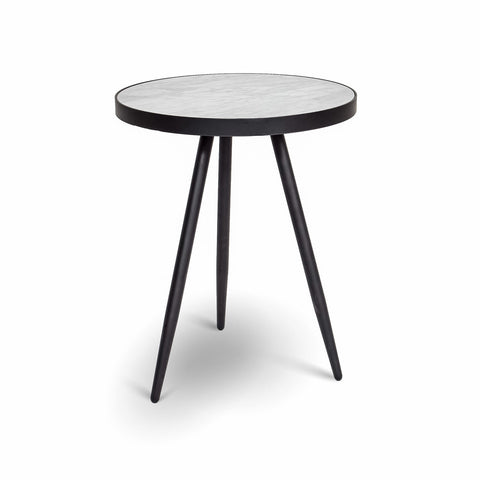 Noble Accent Table - Black + White Marble