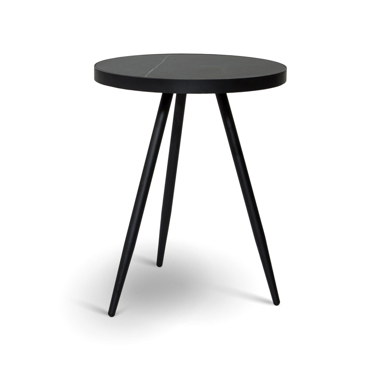 Florence Lamp Table - Black Marble with Black Base