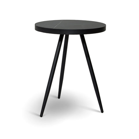 Noble Accent Table - Black + Black Marble
