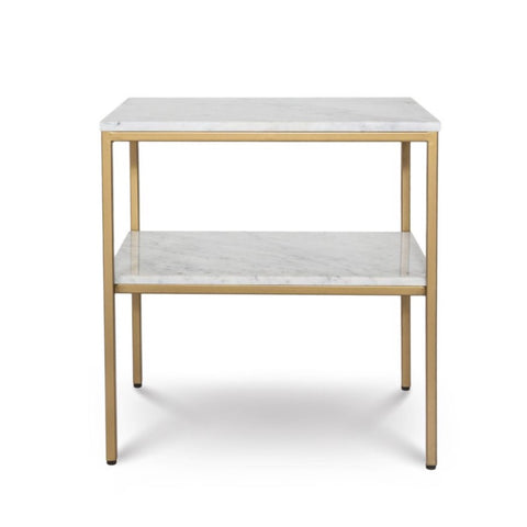 Florence Lamp Table - White Marble with Black Base