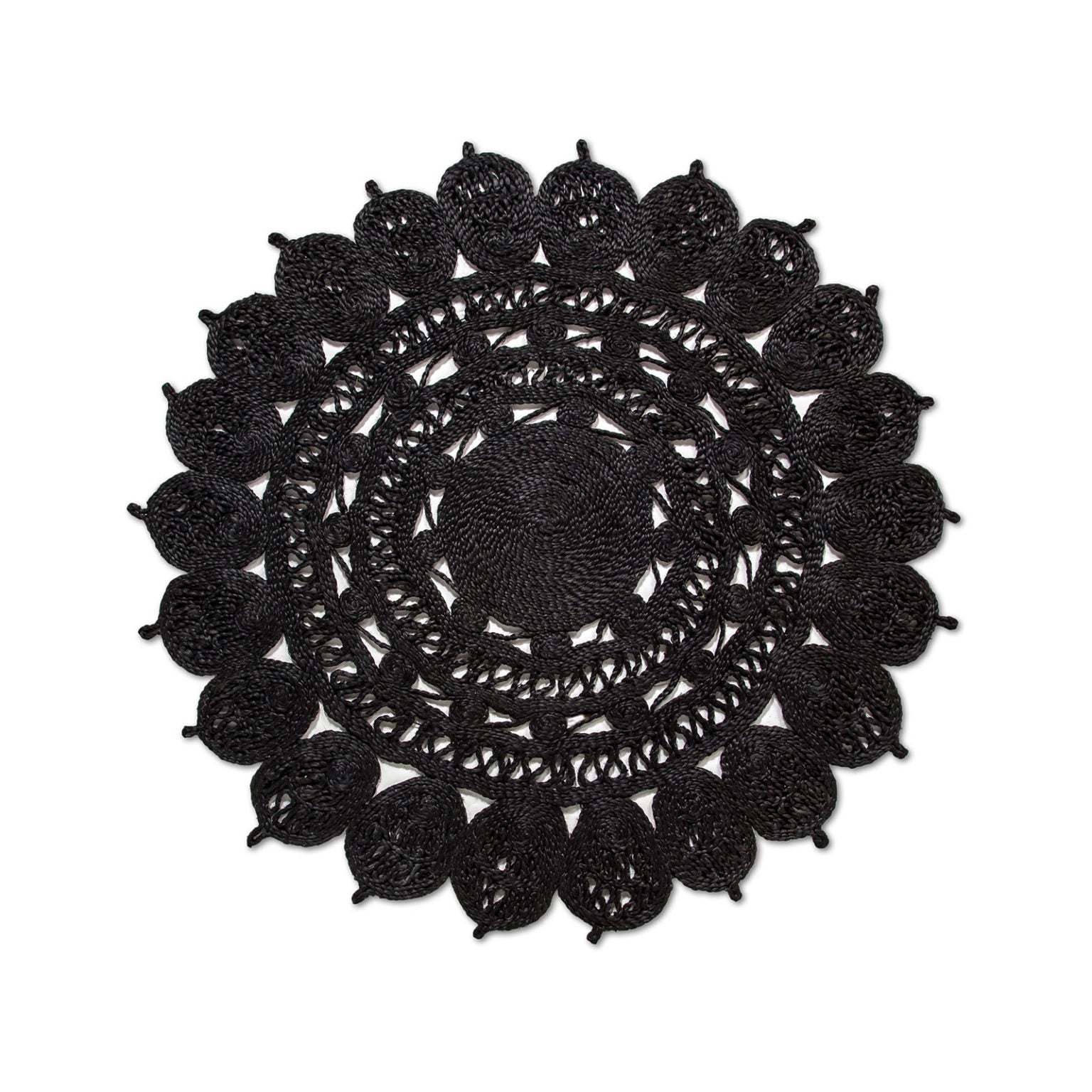 Dandelion 9ft Round Rug - Black