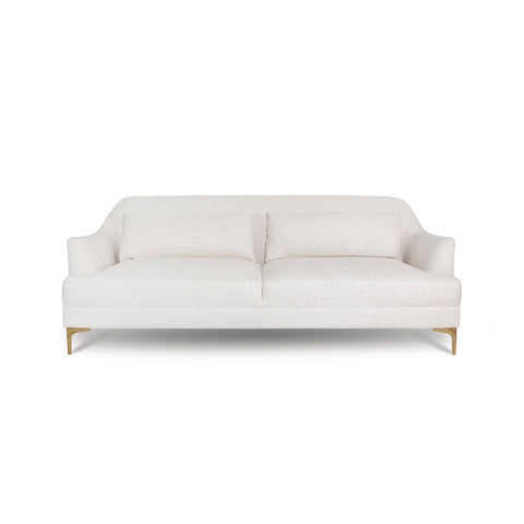 Cream coloured Ember sofa with sleek gold legs on white background
