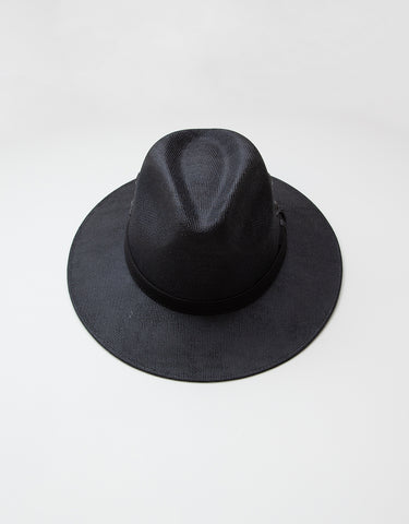 straight on product image of black fedora hat